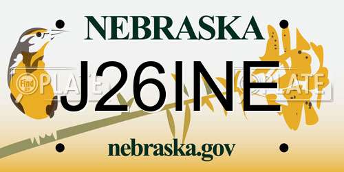 J26INE Nebraska License Plate