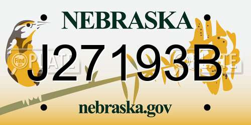 J27193B Nebraska License Plate