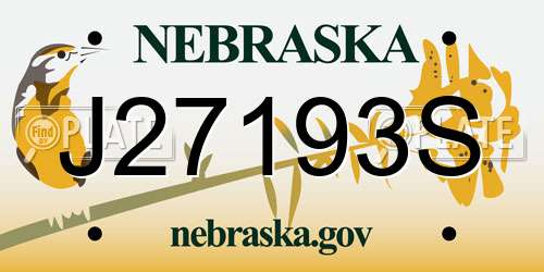 J27193S Nebraska License Plate