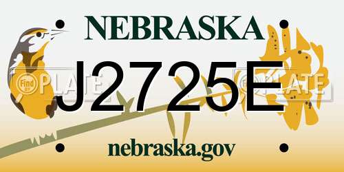 J2725E Nebraska License Plate
