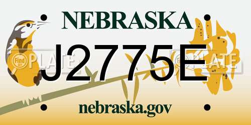 J2775E Nebraska License Plate