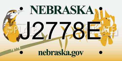 J2778E Nebraska License Plate