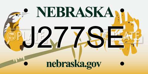 J277SE Nebraska License Plate