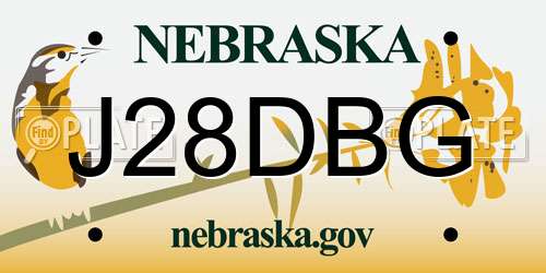 J28DBG Nebraska License Plate