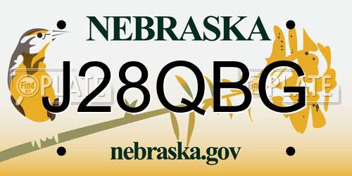 J28QBG Nebraska License Plate