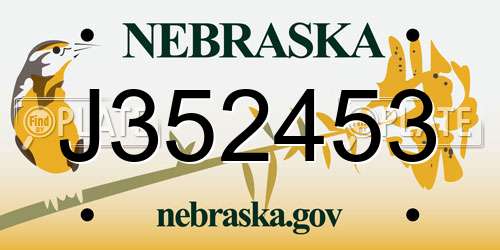J352453 Nebraska License Plate