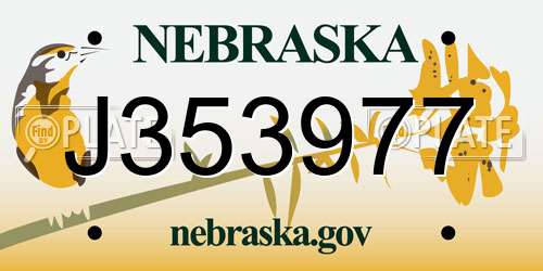 J353977 Nebraska License Plate