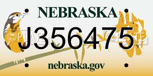 J356475 Nebraska License Plate