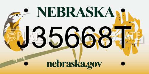 J35668T Nebraska License Plate