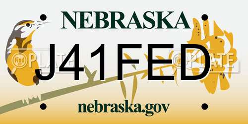 J41FED Nebraska License Plate