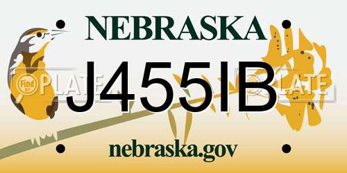 J455IB Nebraska License Plate