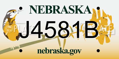 J4581B Nebraska License Plate