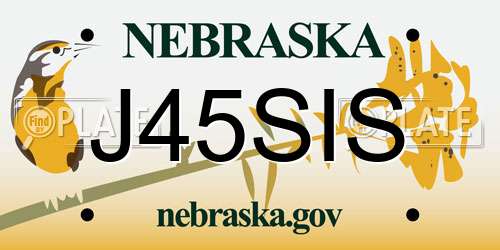 J45SIS Nebraska License Plate