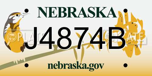 J4874B Nebraska License Plate