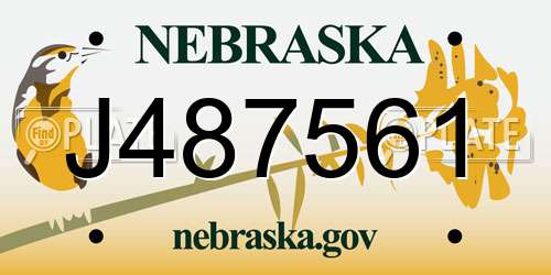 J487561 Nebraska License Plate