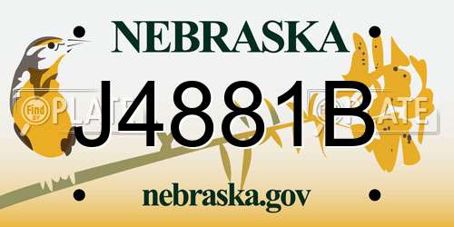 J4881B Nebraska License Plate