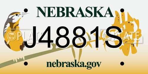 J4881S Nebraska License Plate