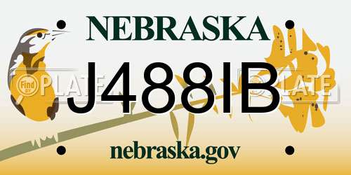 J488IB Nebraska License Plate