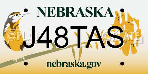 J48TAS Nebraska License Plate