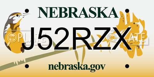 J52RZX Nebraska License Plate