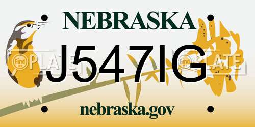J547IG Nebraska License Plate