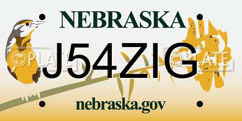 J54ZIG Nebraska License Plate