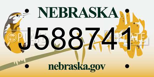 J588741 Nebraska License Plate
