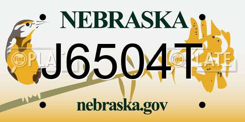 J6504T Nebraska License Plate