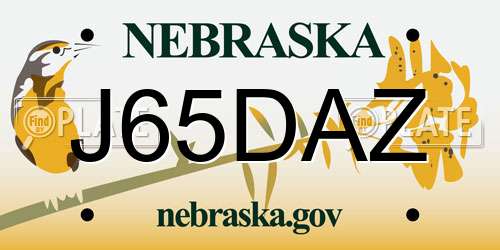 J65DAZ Nebraska License Plate