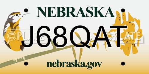J68QAT Nebraska License Plate