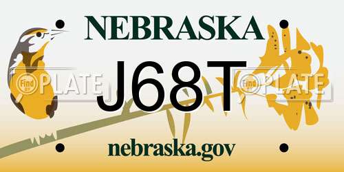 J68T Nebraska License Plate