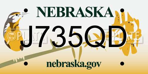 J735QD Nebraska License Plate