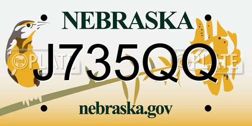 J735QQ Nebraska License Plate
