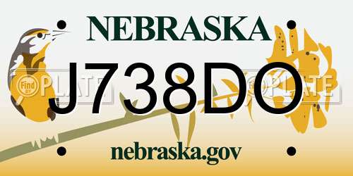 J738DO Nebraska License Plate