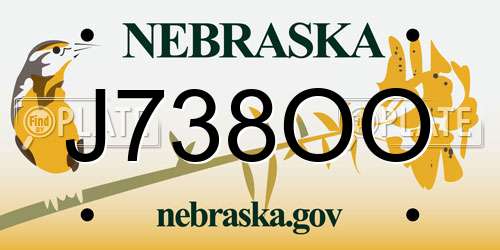 J738OO Nebraska License Plate