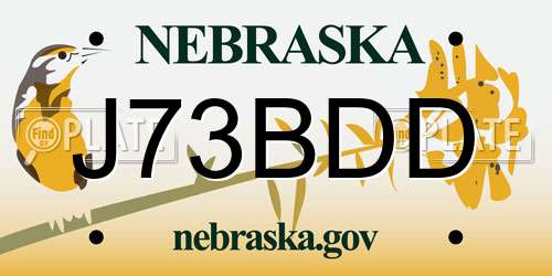 J73BDD Nebraska License Plate