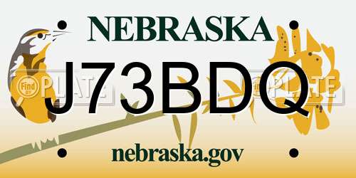 J73BDQ Nebraska License Plate