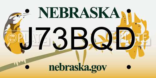 J73BQD Nebraska License Plate