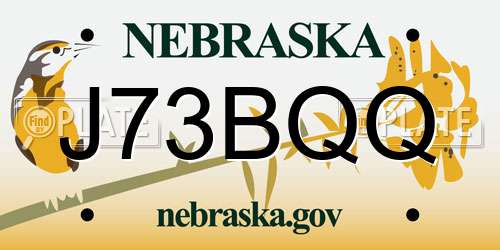 J73BQQ Nebraska License Plate