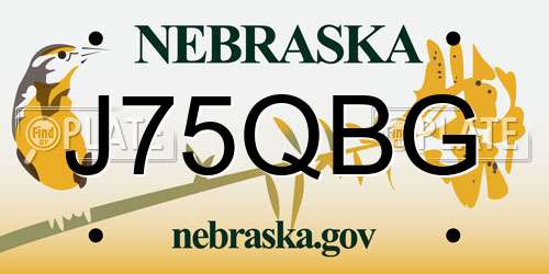 J75QBG Nebraska License Plate