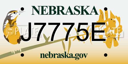 J7775E Nebraska License Plate