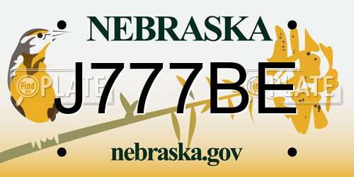 J777BE Nebraska License Plate