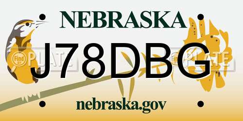 J78DBG Nebraska License Plate