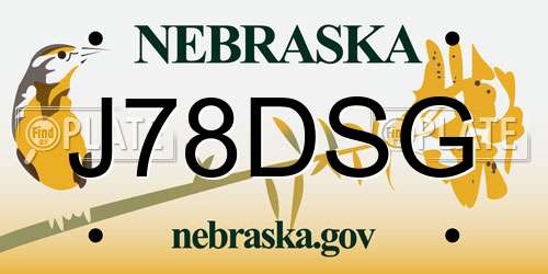 J78DSG Nebraska License Plate