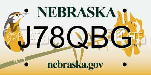 J78QBG Nebraska License Plate