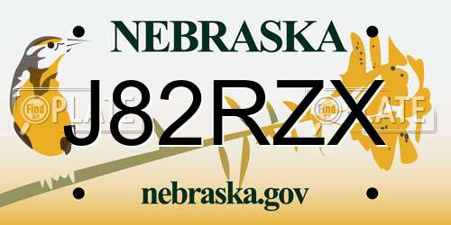 J82RZX Nebraska License Plate