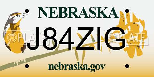 J84ZIG Nebraska License Plate