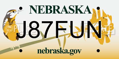 J87FUN Nebraska License Plate