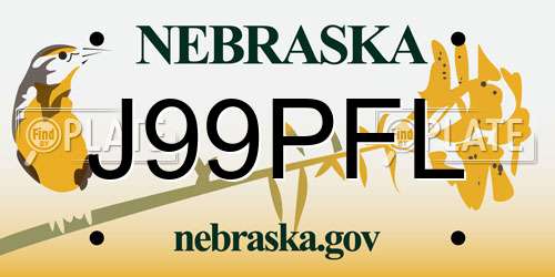 J99PFL Nebraska License Plate