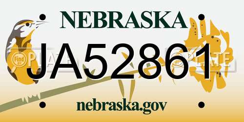 JA52861 Nebraska License Plate